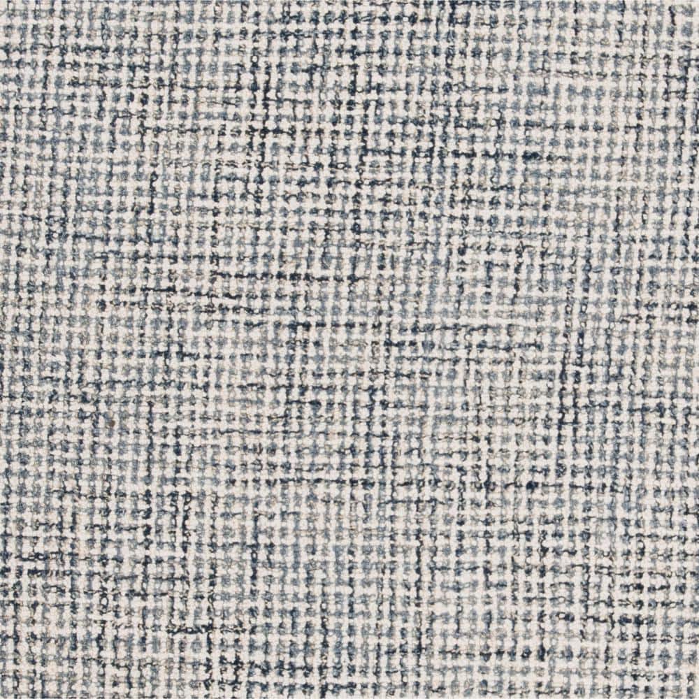 Navy and Ivory Abstract Handmade Wool Round Rug, 6' x 6'