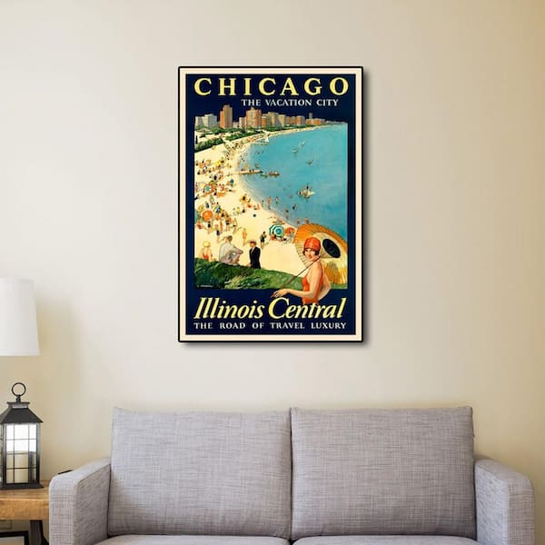 Homeroots 12 in. Multicolor Vintage 1929 Chicago Vacation Travel Poster Wall Art