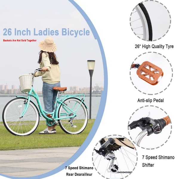 Cesicia 26 in. Cyan Shimano 7 Speed Ladies Bike W1019Bike23 The