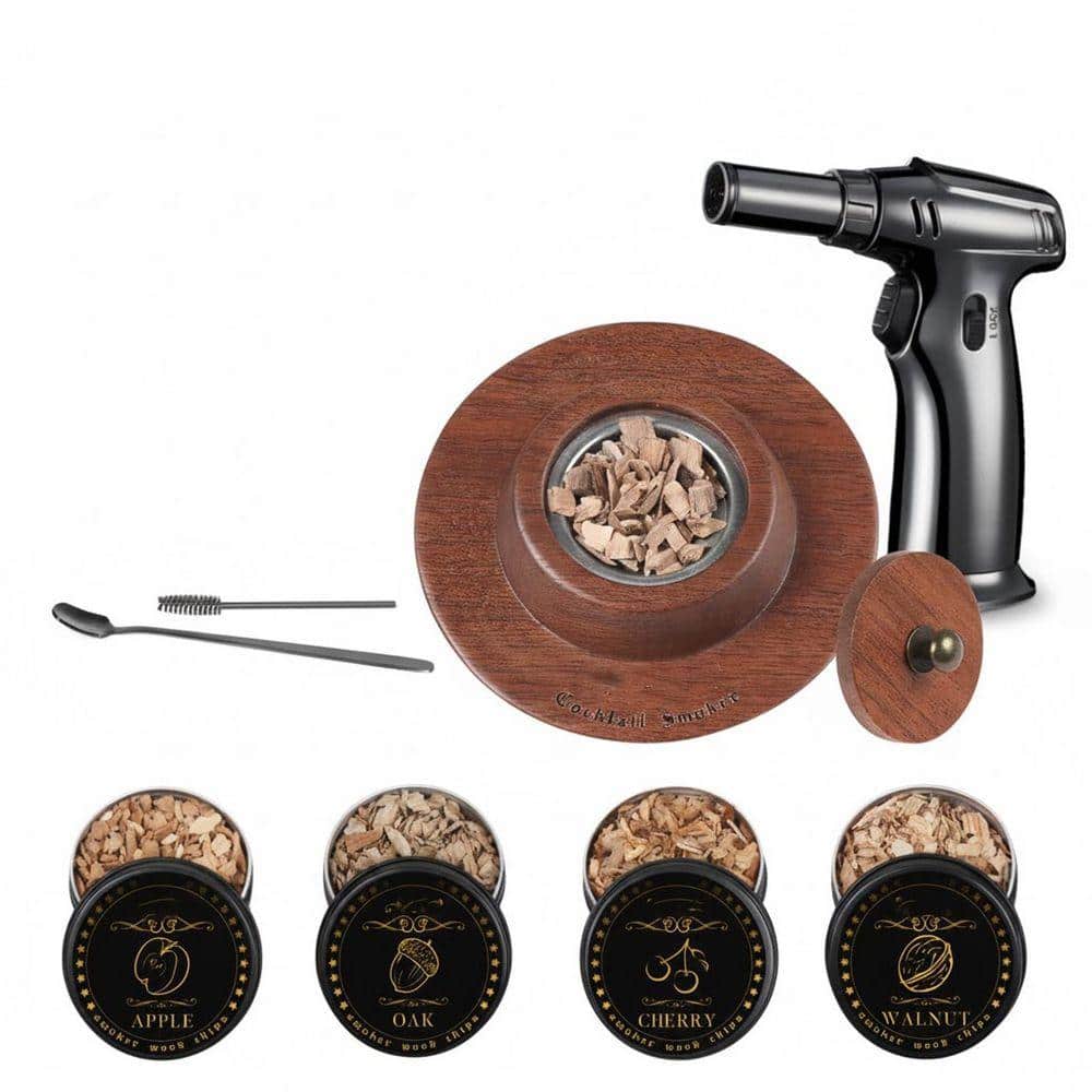 Lynzavix Black Wood Cocktail Smoker Kit with Torch and 6 Flavors