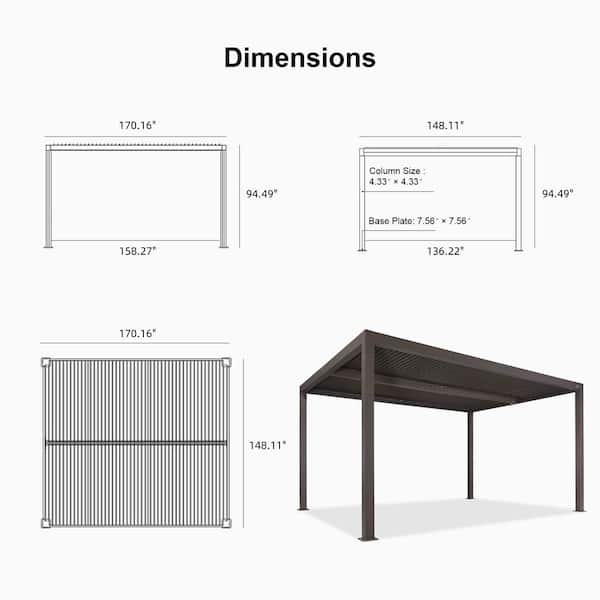 ✿✿✿スパーダ 1212ページ✿✿✿ PURPLE LEAF 12 ft. x 14 ft. Bronze Aluminum Frame Patio Louvered