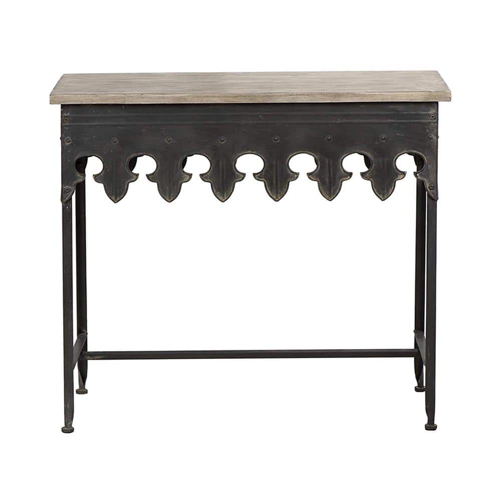 Distressed Black Reclaimed Wood Console Table with Rustic Finish
