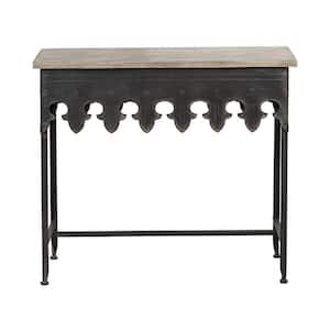 36 in. Dark Gray/Brown Standard Rectangle Wood Console Table with Wood Top
