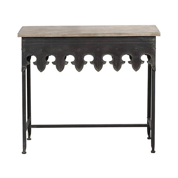 Storied Home 36 in. Dark Gray/Brown Standard Rectangle Wood Console Table with Wood Top