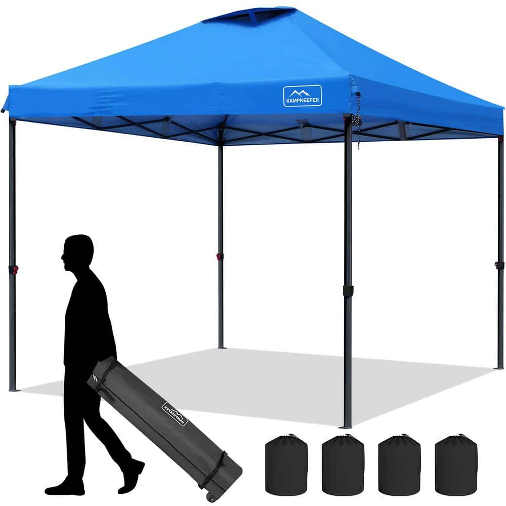 10 ft. x 10 ft. Sky Blue Waterproof Pop-Up Canopy Tent with 3 Adjustable He