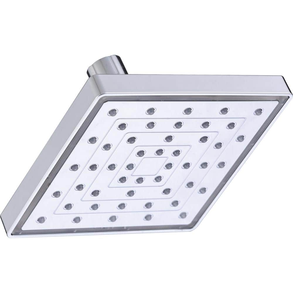 Glacier Bay 1-Spray 6 in. Single Wall Mount LED Lighted Fixed Rain Shower Head in Chrome