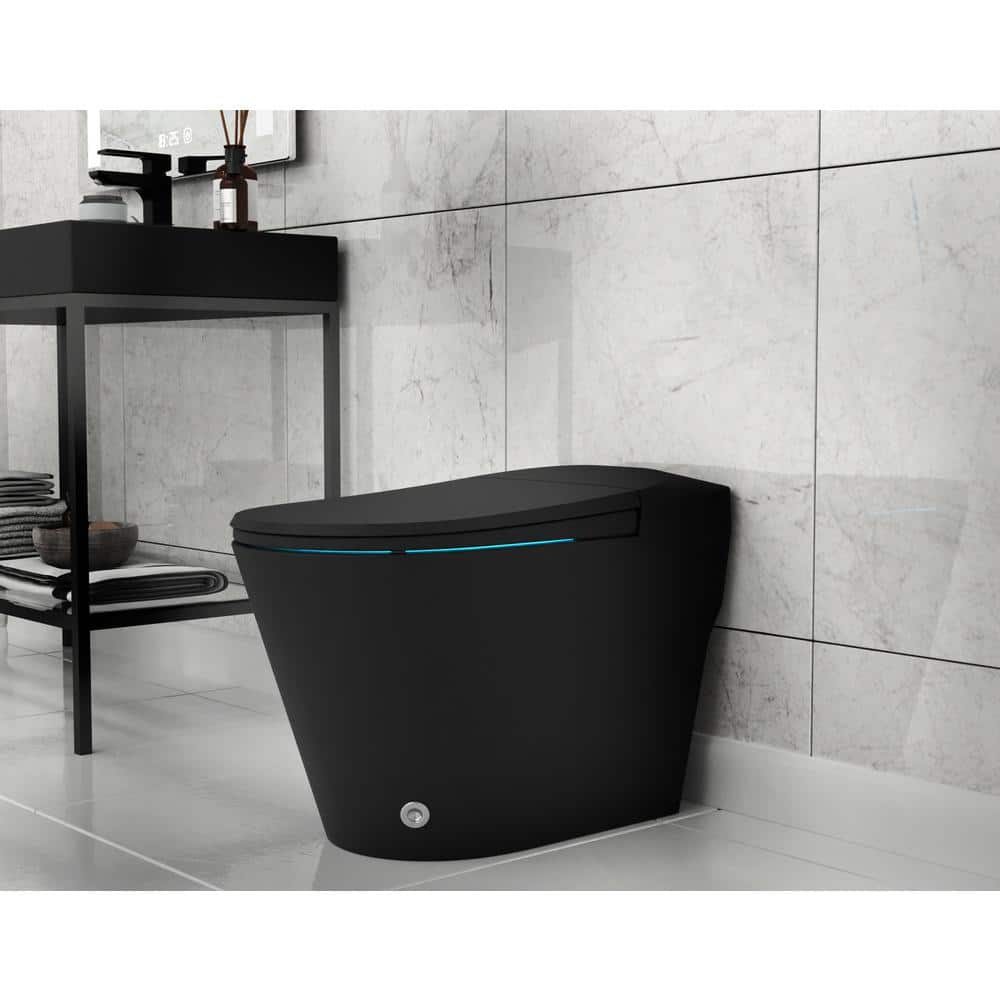 Matte Black Elongated Smart Toilet Bidet with Heated Seat and WiFi Controls