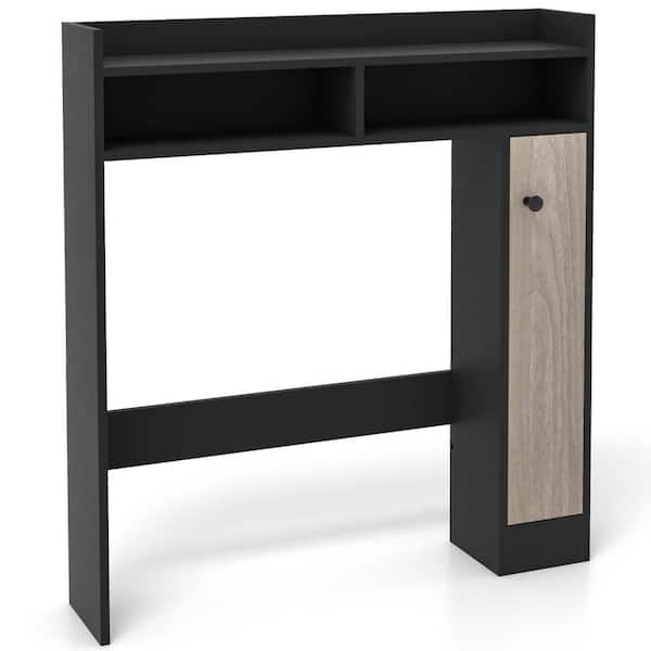Costway 34.5 in. W x 39 in. H x 7 in. D Black Over the Toilet Storage Bathroom Cabinet Floor Organizer with Adjustable Shelves