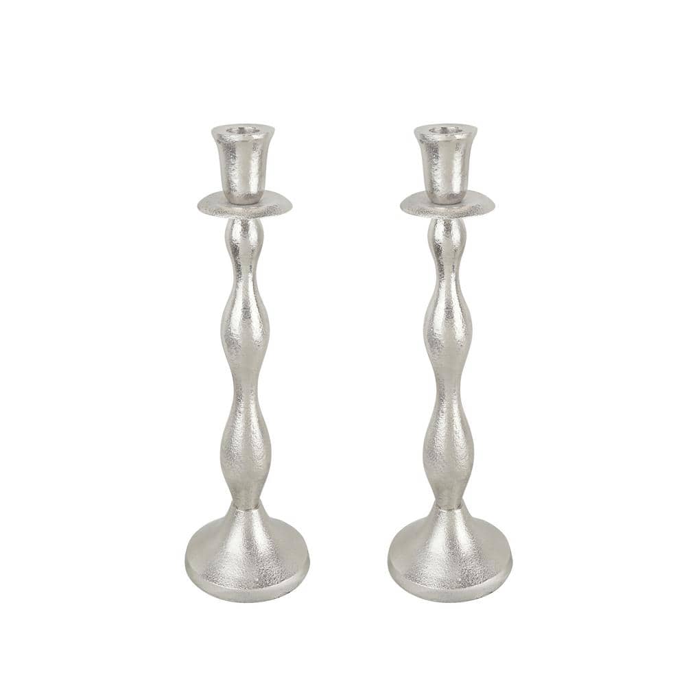 Nickel Aluminum 12" Tabletop Candlestick Set