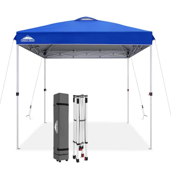 8x8 Pop Up Straight Leg Canopy w Wheeled Bag Blue