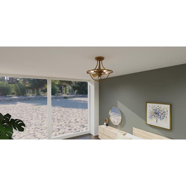 Harvel 21 in. Indoor Weathered Brass Ceiling Fan with Light Kit and Remote