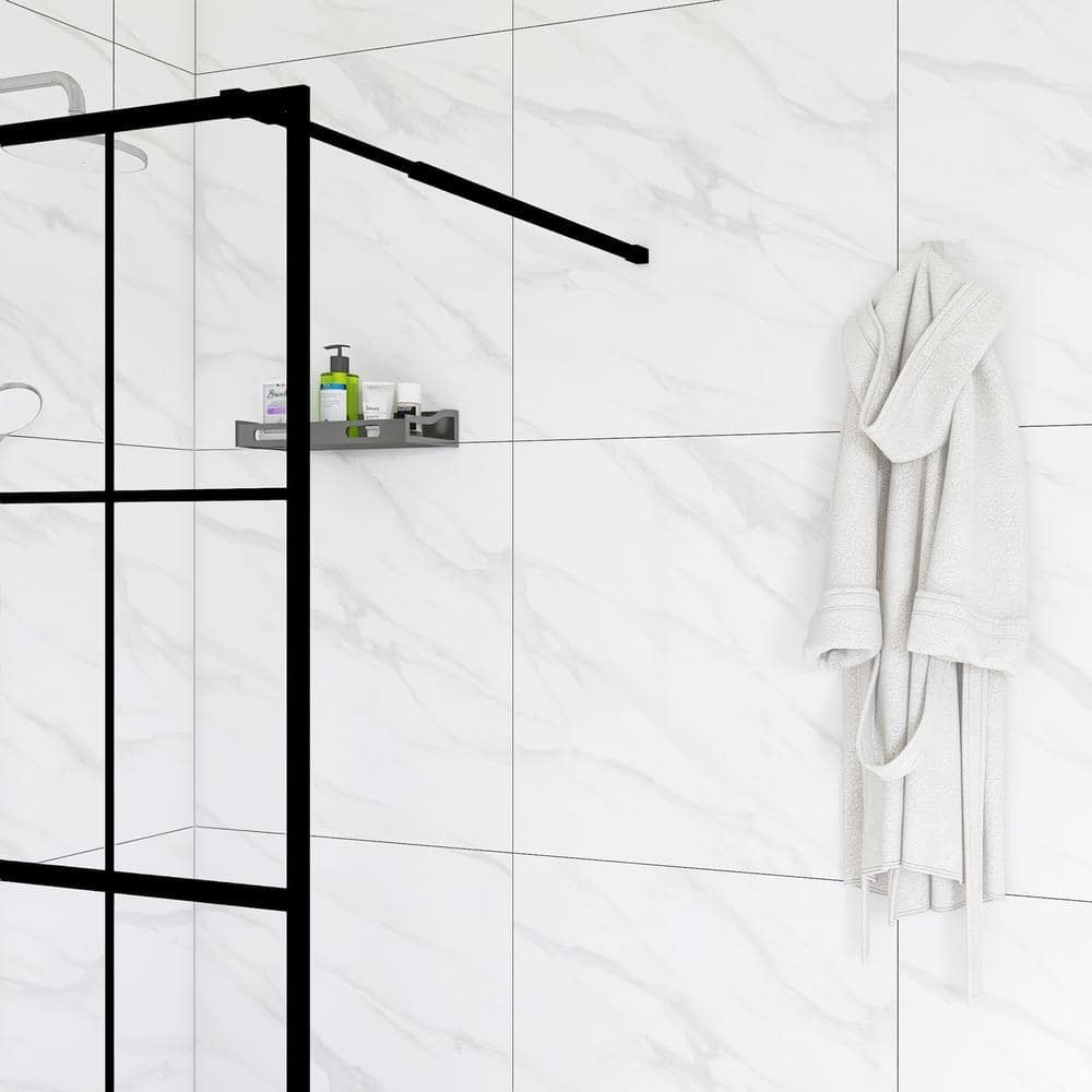 34" x 72" Black Framed Clear Glass Walk-In Shower Door