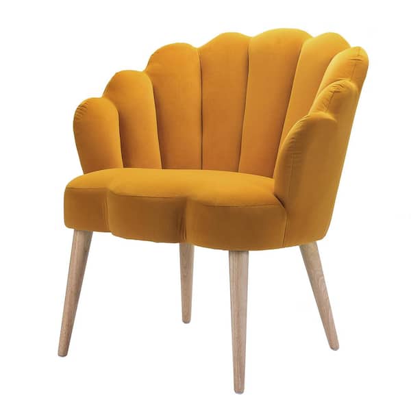 Jayden Creation Flora Mustard Yellow, Velvet Arm Chair