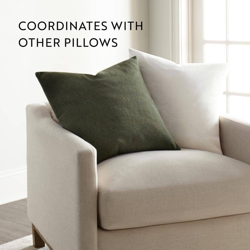 Olive Green Cotton Box Throw Pillow Set of 2