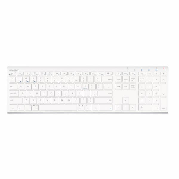 Macally Utra-Slim Quick Switch Bluetooth Full Keyboard to Link 3 Devices for Mac PC Smartphone Tablet