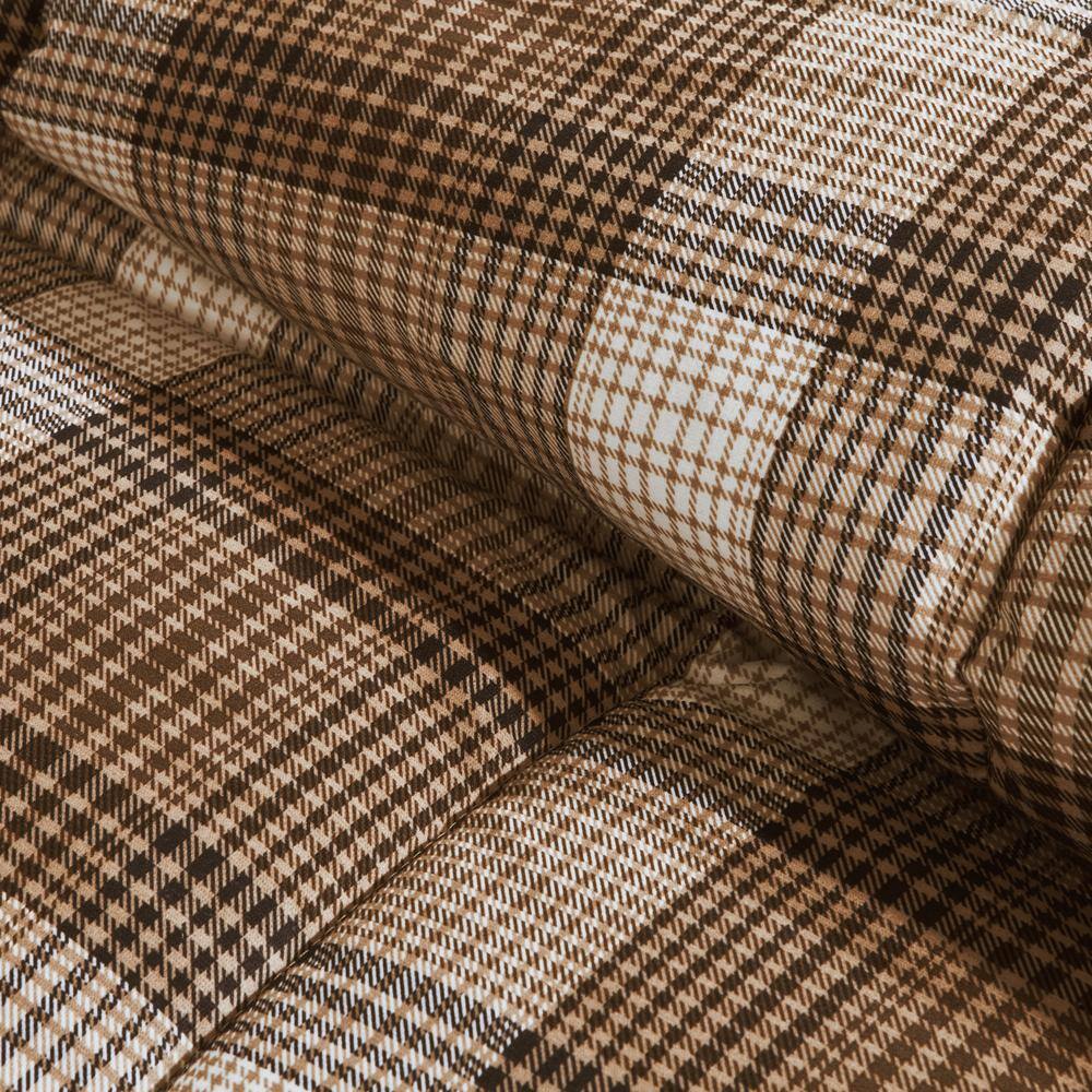 King Brown Plaid Microfiber Down Alternative Comforter Set