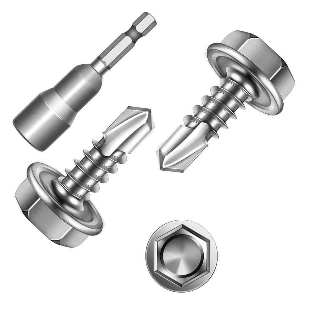 "#8 x 1/2 in. Silver Hex Button Head Self-Tapping Sheet Metal Screw (100-Pack)" price history on PriceWatchPro