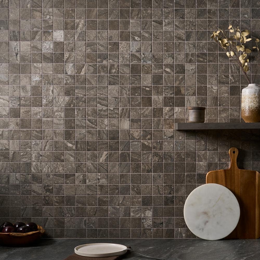 Earth Brown Matte Porcelain Mosaic Tile for Indoor and Outdoor Use