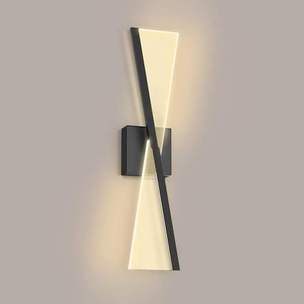 24 in. 1-Light Black Wireless Wall Sconces, 6000K Cool White Linear Wall Lighting for Bedroom, Living Room, 2-Pack