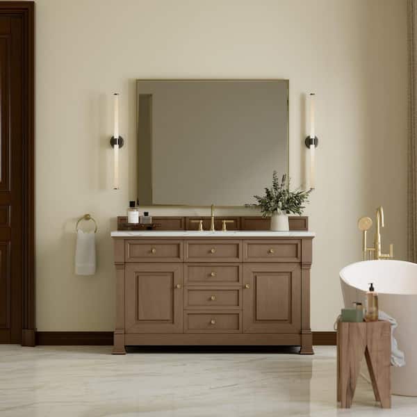 Brookfield 60.0 in. Single Bath Vanity in Pecan with Ethereal Noctis Wireless Charging Silestone Quartz Top