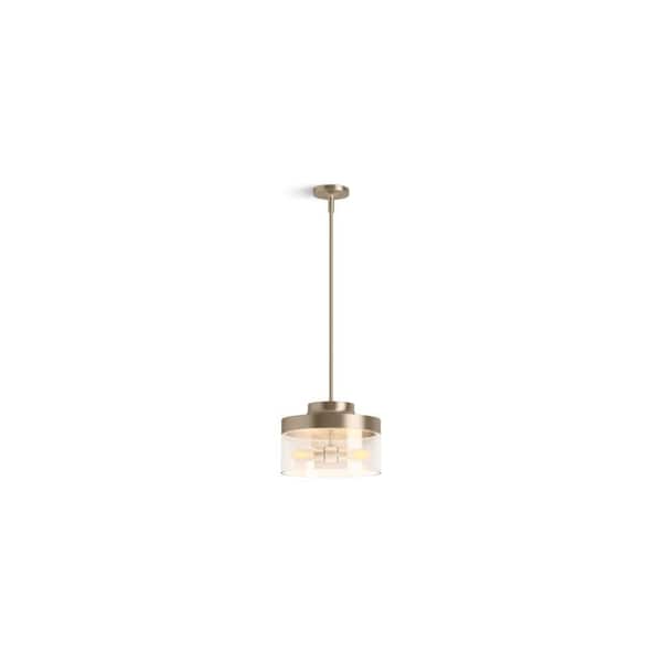 Purist 2-Light Vibrant Brushed Bronze Shaded Pendant Light with Glass Shade