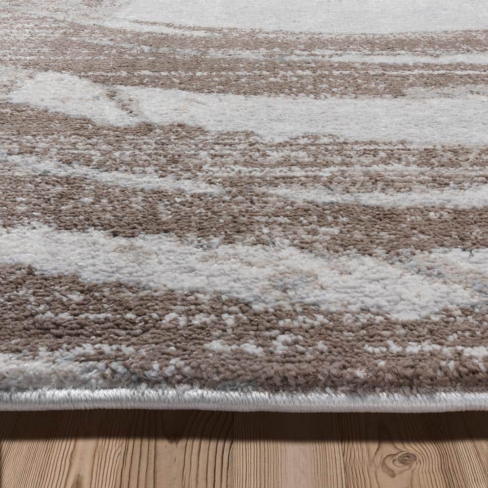 Gray and Beige Abstract Tufted Synthetic 6' x 9' Area Rug