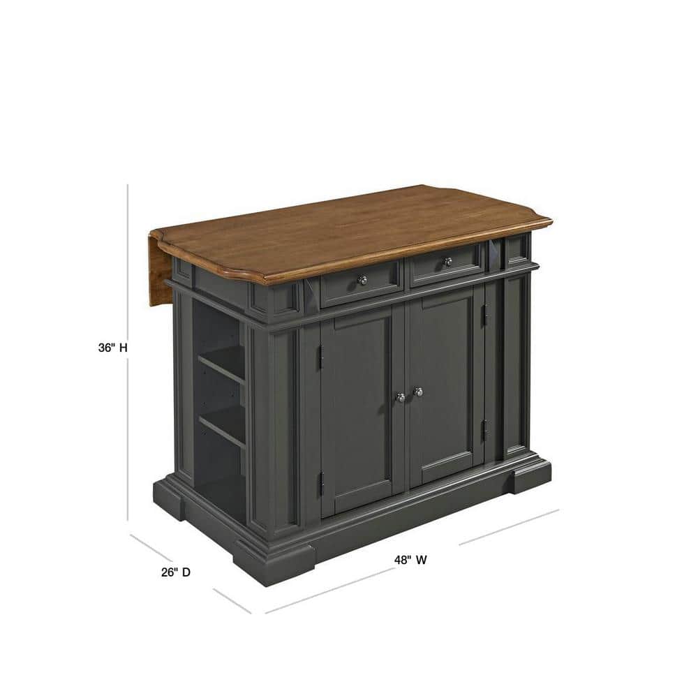Americana Deep Grey Kitchen Island with Adjustable Shelves