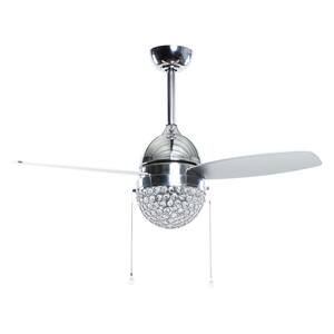 Dreyer 42 in. Indoor Chrome Downrod Mount Crystal Ceiling Fan with Light Kit and Pull Chain