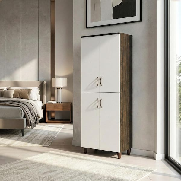 66 in. H x 23.5 in. W Brown Particle Board Shoe Storage Cabinet