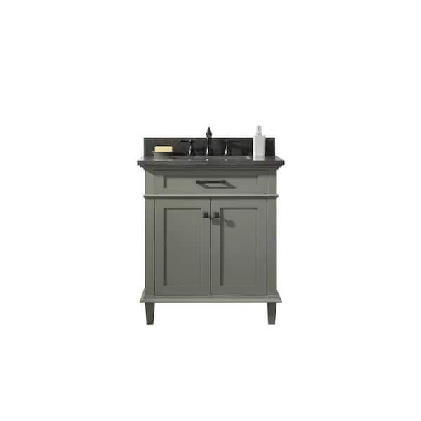 Legion Furniture 30 in. W x 22 in. D Vanity in Pewter Green with Marble Vanity Top in White with White Basin with Backsplash