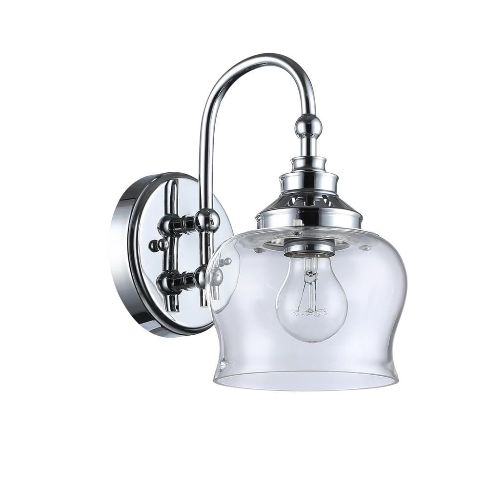 Golden Lighting Daphne 1-Light Wall Sconce in Chrome with Clear Glass ...