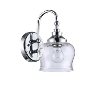 Daphne 1-Light Wall Sconce in Chrome with Clear Glass