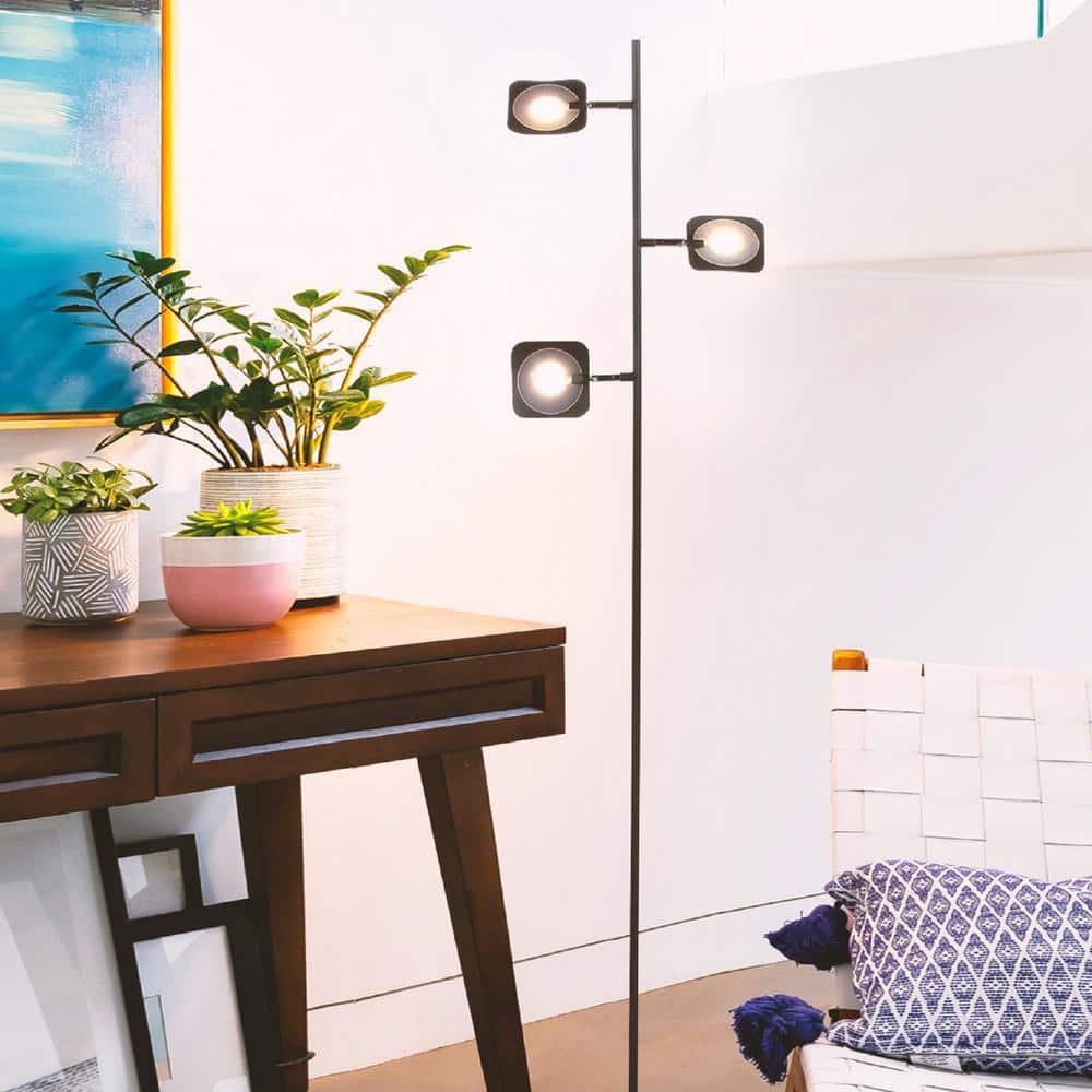 Bronze Touch-Sensitive 60" LED Floor Lamp with 3 Adjustable Heads