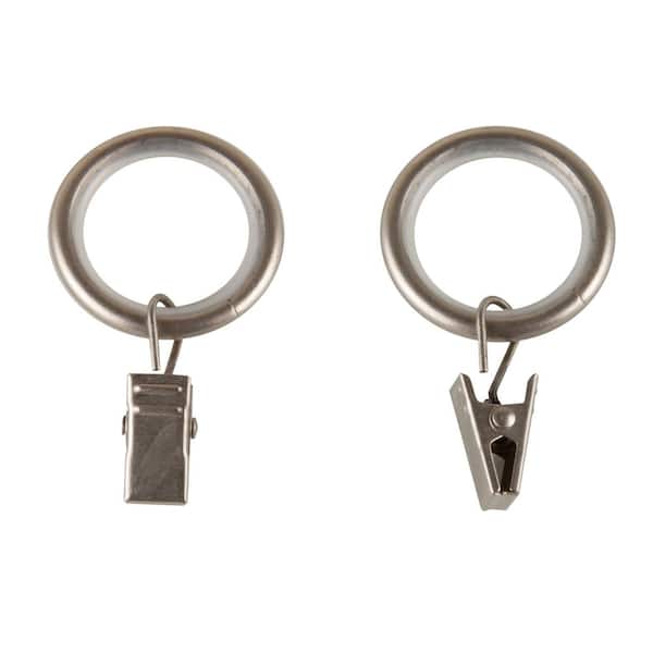EMOH Satin Nickel Steel Curtain Rings with Clips (Set of 10)
