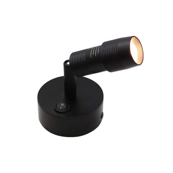 3.35 in. Black Battery Powered LED Spotlight Task Lamp, Type-C Rechargeable, Wall Mountable for Multi-Surface Lighting
