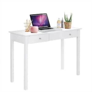 White Vanity Table with Flip Top Mirror and 2-Drawers 44 in. x 19 in. x 32 in. (L x W x H)