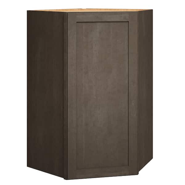 QuickShip Cottage 24 in. W x 24 in. D x 42 in. H Assembled Plywood Shaker Corner Diagonal Wall Cabinet in Fieldstone