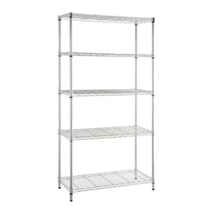 Chrome 5-Tier 5-Tier Metal Wire Shelving Unit (36 in. W x 72 in. H x 16 in. D)