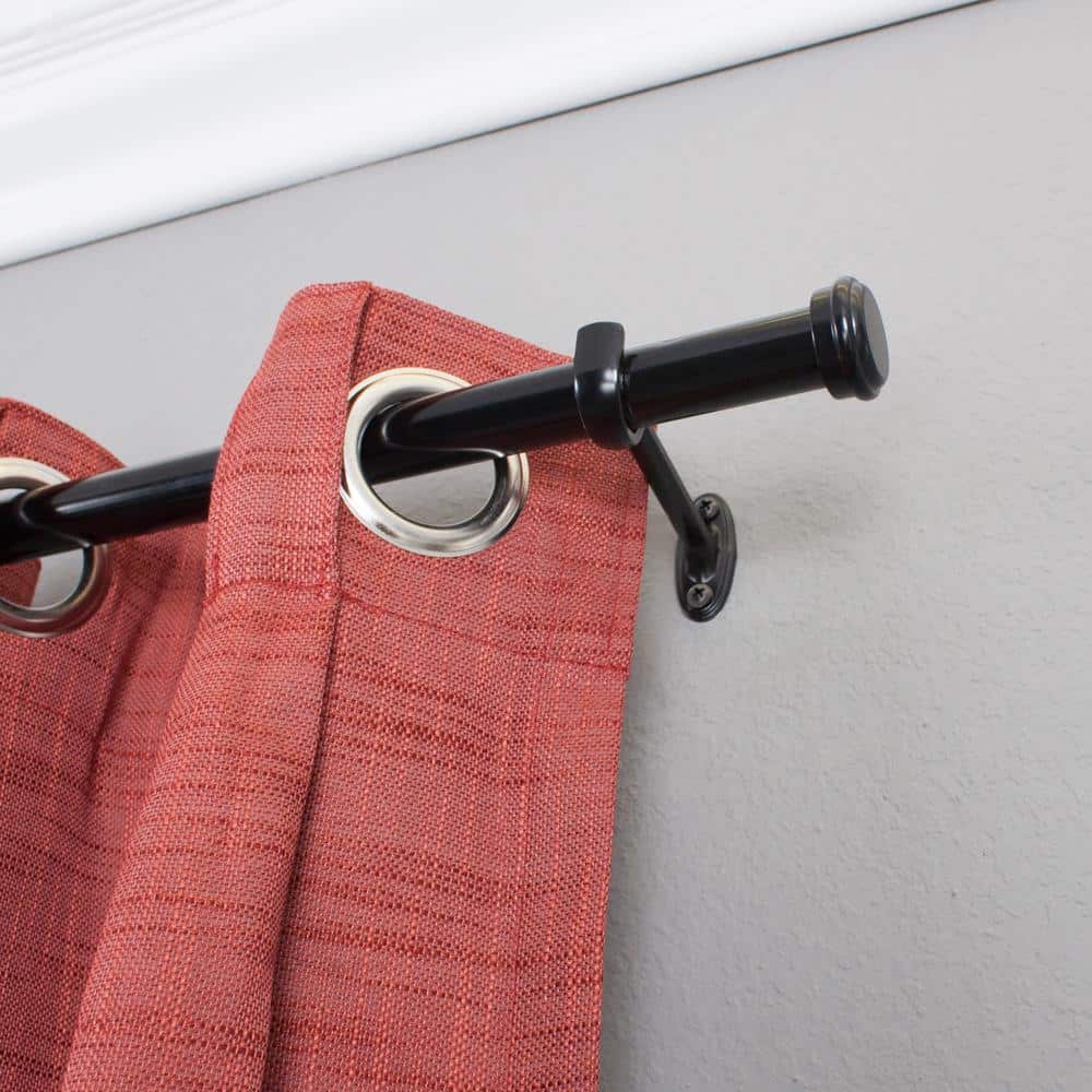 Espresso Adjustable Single Curtain Rod with Finial, 18-36 Inch