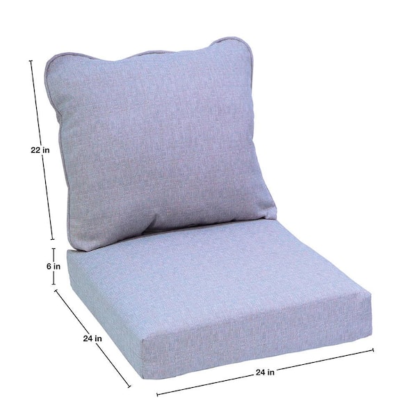 Everything Comfy Gray Indoor / Outdoor Seat Cushion Patio D Cushion 20 x  20, 2 Tie Backs