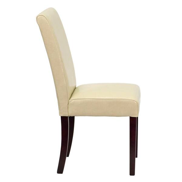 Flash Furniture Ivory Leather, White Upholstered Parsons Dining Chairs