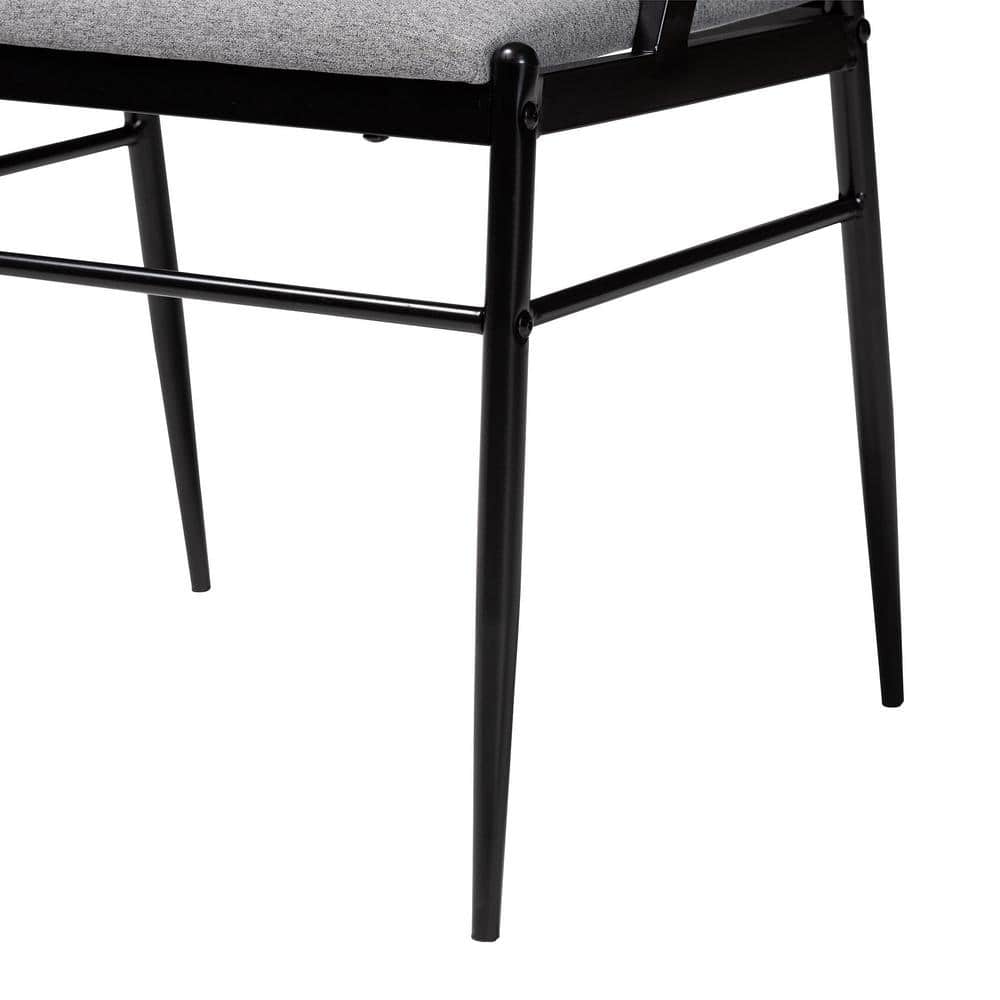 Orrin Gray Fabric and Black Metal Dining Chair Set of 4