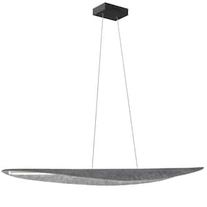 Pinkerton 1-Light Matte Black Shaded Integrated LED Pendant Light with Grey Felt Shade