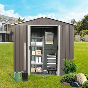 7.5 ft. W x 4 ft D . Gray Metal Outdoor Storage Shed with Window and Double Door (30 sq. ft.)