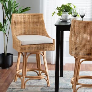 Bella 39.4 in. Natural Rattan Frame Counter Height Bar Stool