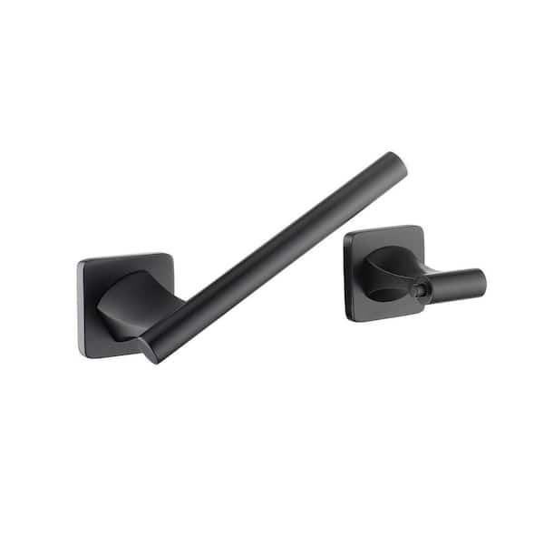 Bathroom Wall-Mount Dual Post Toilet Paper Holder Non-Slip Tissue Roll Holder in Matte Black