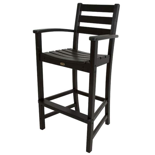 Trex Outdoor Furniture Monterey Bay Armed Charcoal Black Plastic Outdoor Bar Stool