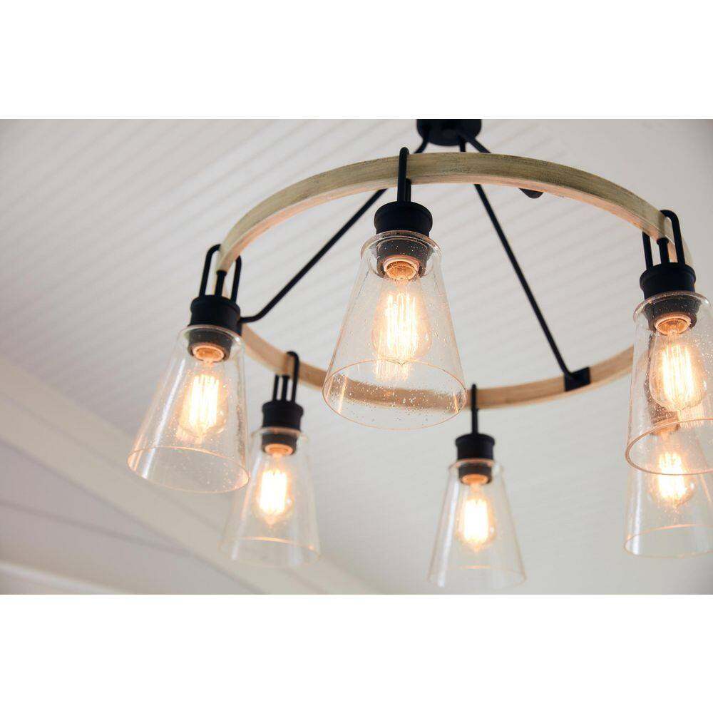 Kingsbridge Earth Black 6-Light Wagon Wheel Chandelier