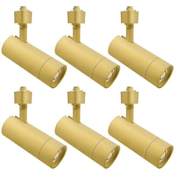2.5 In. Zoomable LED Track Light, 5CCT, CRI90, 15W, 1050LM, Dimmable, 358° + 90° Tilt & 20°-50° Beam, ETL, Brass 6 Pack