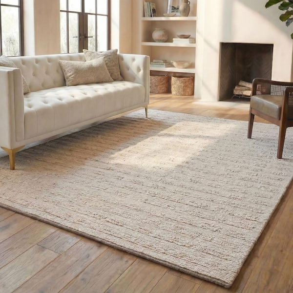 Natura 10 ft. x 14 ft. Beige Distressed Tile Area Rug